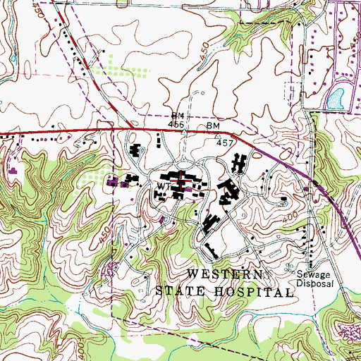 Topographic Map of Western Mental Health Institute, TN