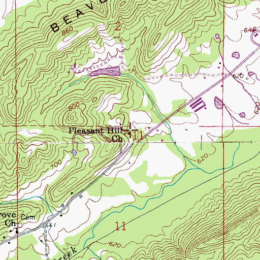 Topographic Map of Pleasant Hill Church, AL