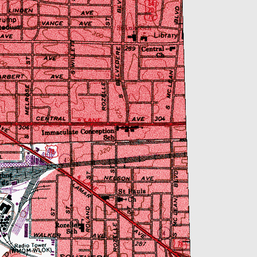 Topographic Map of Immaculate Conception School, TN