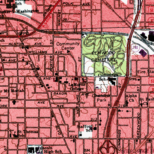 Topographic Map of LeMoyne College, TN