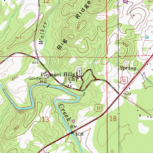 Topographic Map of Pleasant Hills Church, AL