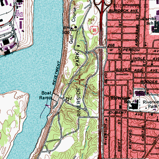 Topographic Map of Riverside Park, TN
