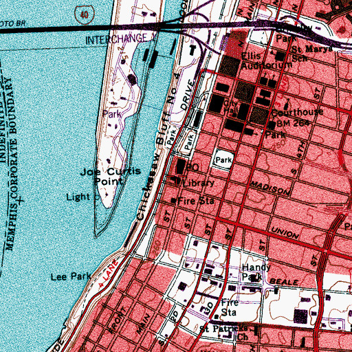 Topographic Map of Cossitt-Goodwyn Library, TN