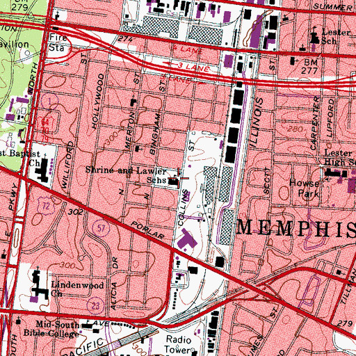 Topographic Map of Shrine and Lawler Schools (historical), TN