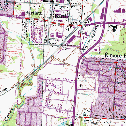 Topographic Map of Freeman Park, TN