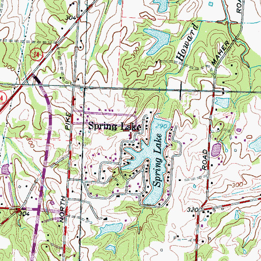 Topographic Map of Spring Lake, TN