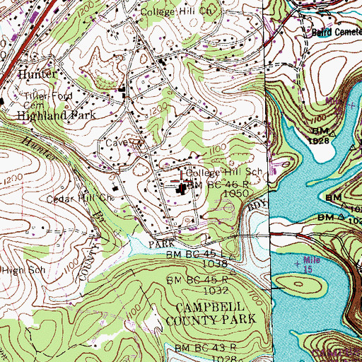 Topographic Map of College Hill Elementary School, TN