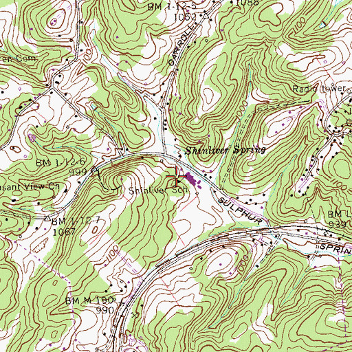 Topographic Map of Shinliver Elementary School, TN