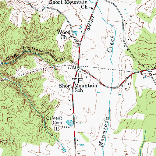 Topographic Map of Short Mountain Elementary School, TN