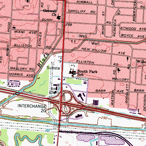 Topographic Map of South Park Elementary School, TN