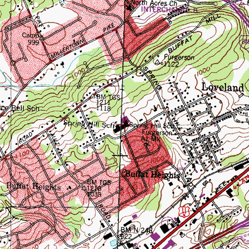 Topographic Map of Spring Hill Elementary, TN