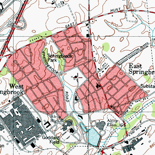 Topographic Map of Springbrook Elementary School, TN
