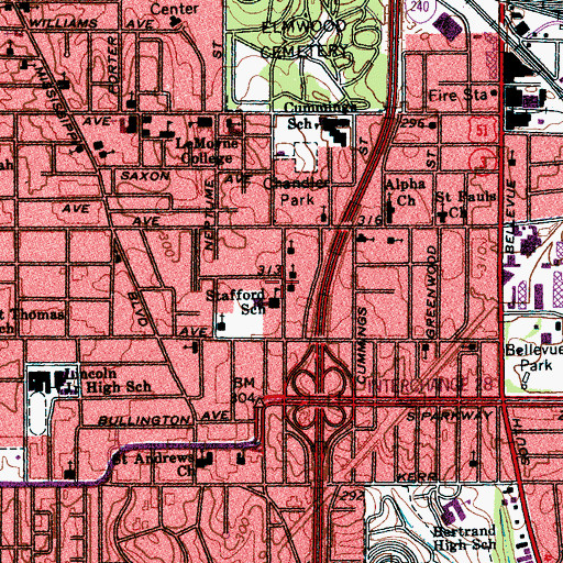 Topographic Map of Stafford Elementary School, TN