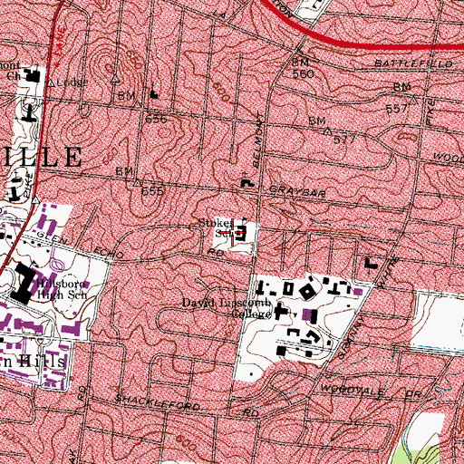 Topographic Map of Walter Stokes Middle School, TN
