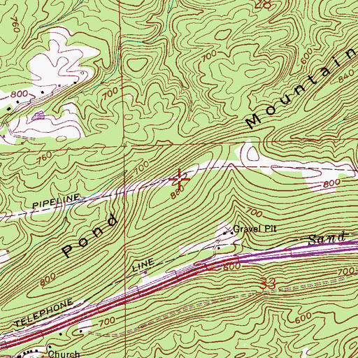 Topographic Map of Pond Mountain, AL