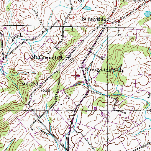 Topographic Map of Sunnyside Elementary School, TN