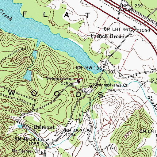 Topographic Map of Swannsylvania Elementary School, TN