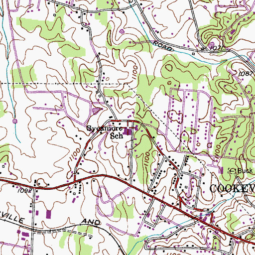 Topographic Map of Sycamore Elementary School, TN