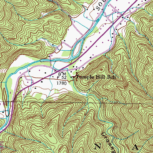 Topographic Map of Temple Hill Elementary School, TN
