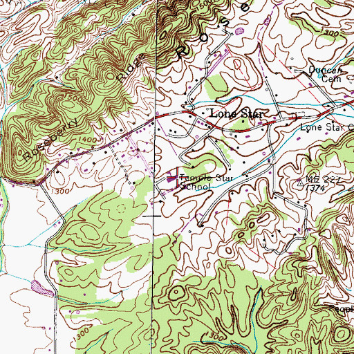 Topographic Map of Temple Star Elementary School, TN