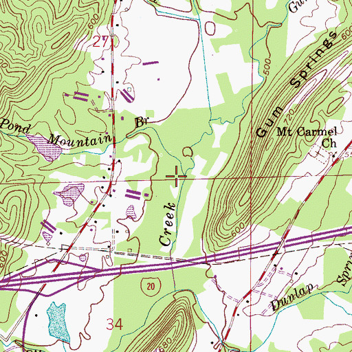 Topographic Map of Pond Mountain Branch, AL