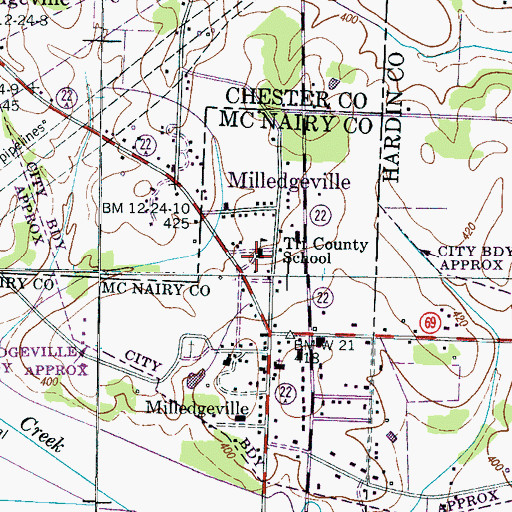 Topographic Map of Tri County High School, TN