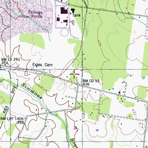 Topographic Map of Tribble High School, TN