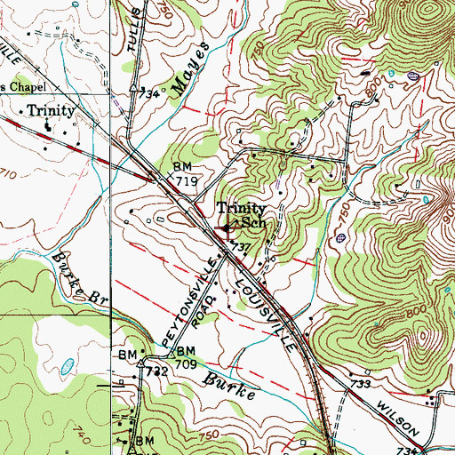 Topographic Map of Trinity Elementary School, TN