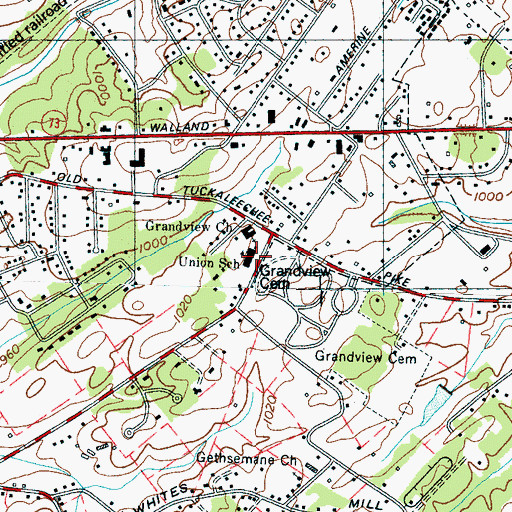 Topographic Map of Union Elementary School, TN