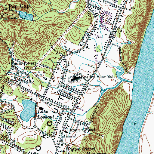 Topographic Map of Valley View Elementary School, TN