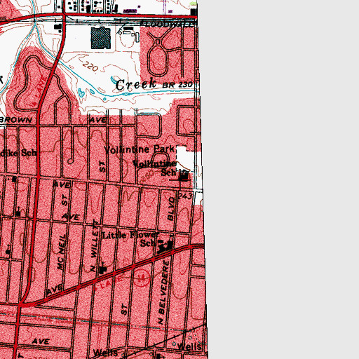 Topographic Map of Vollintine Elementary School, TN