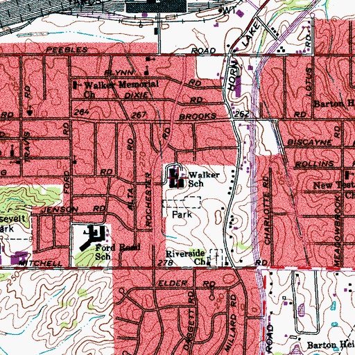 Topographic Map of Walker Elementary School, TN