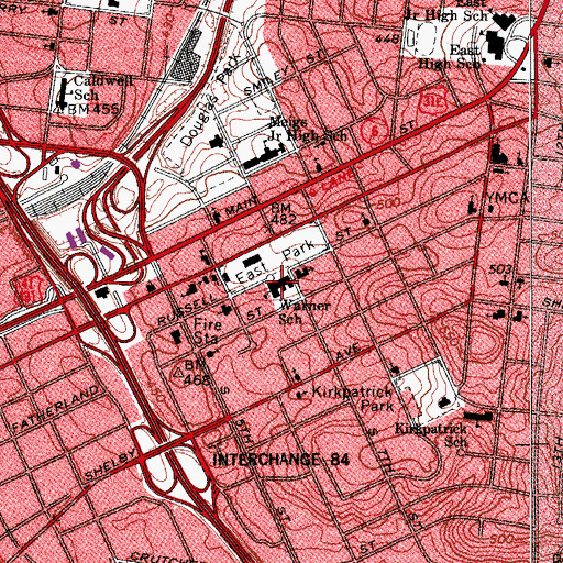 Topographic Map of Warner Elementary Enhanced Option School, TN