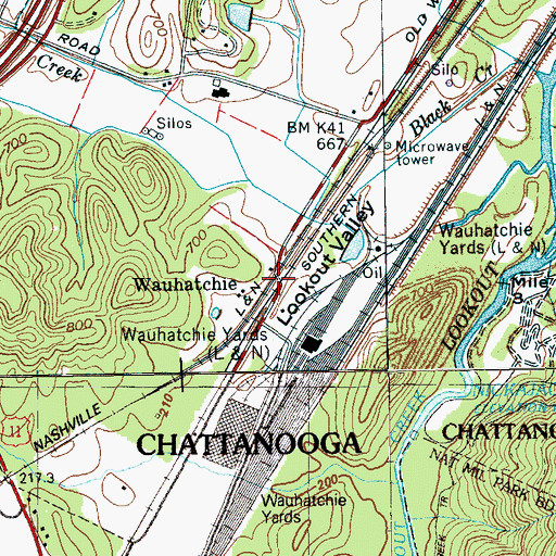 Topographic Map of Wauhatchie, TN