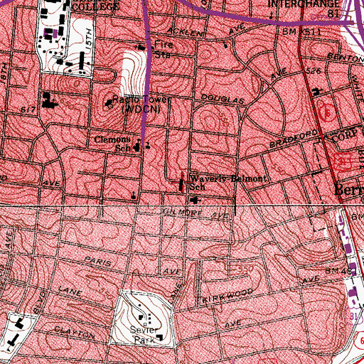 Topographic Map of Waverly-Belmont Elementary School, TN