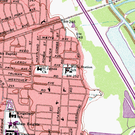 Topographic Map of Wells Station Elementary School, TN