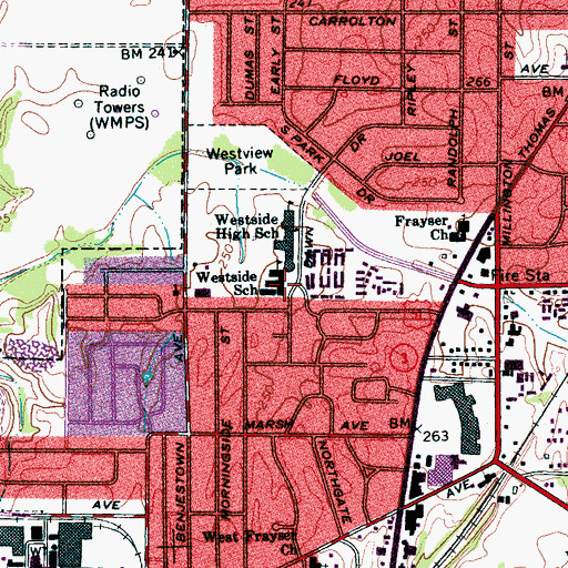 Topographic Map of Westside Elementary School, TN