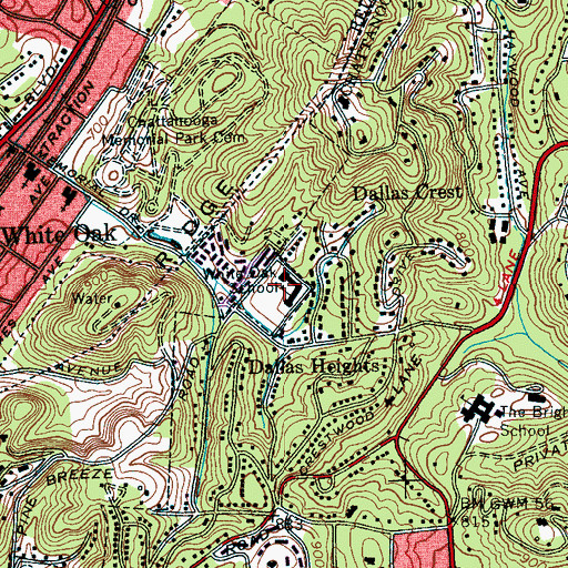 Topographic Map of White Oak Elementary School, TN