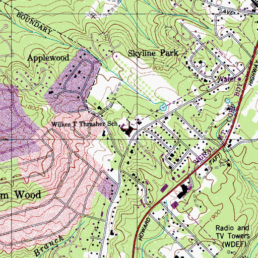 Topographic Map of Thrasher Elementary School, TN
