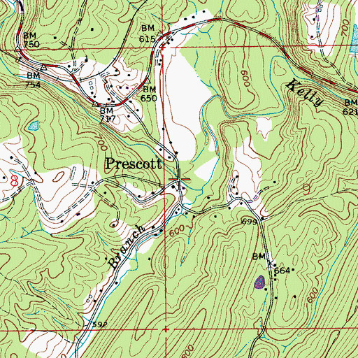 Topographic Map of Prescott, AL