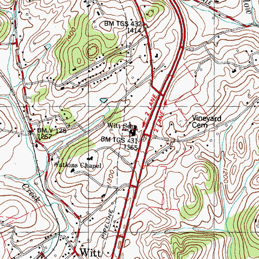 Topographic Map of Witt Elementary School, TN