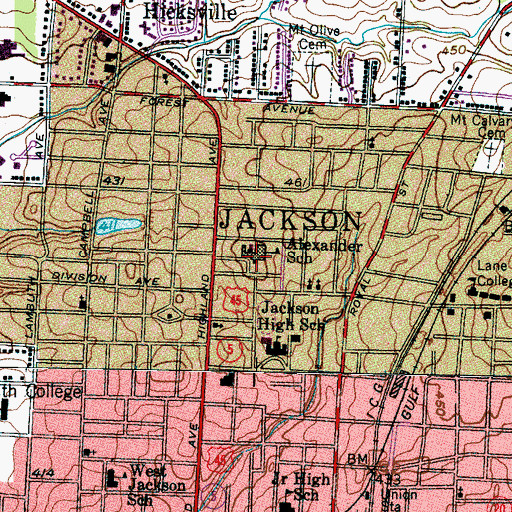Topographic Map of Alexander Elementary School, TN