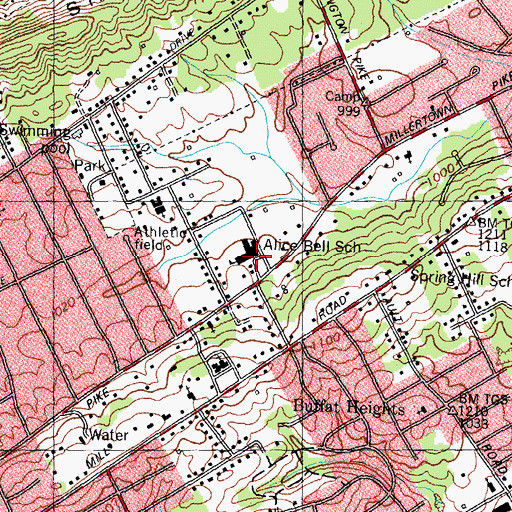 Topographic Map of Alice Bell Elementary School, TN