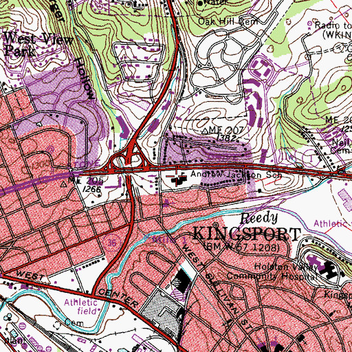 Topographic Map of Andrew Jackson Elementary School, TN