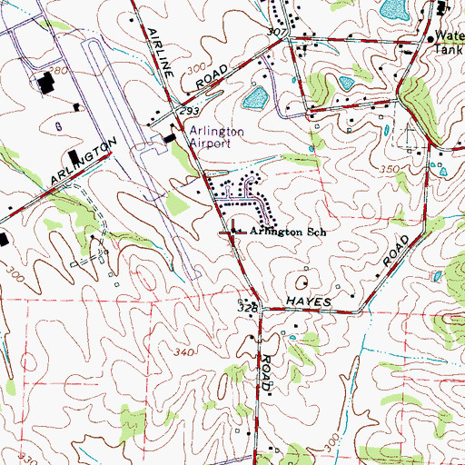 Topographic Map of Arlington Elementary School, TN