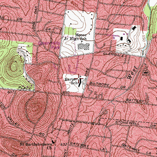 Topographic Map of Burton Elementary School, TN