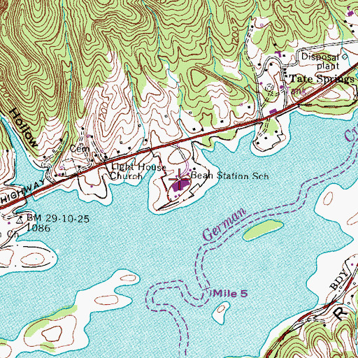 Topographic Map of Bean Station Elementary School, TN
