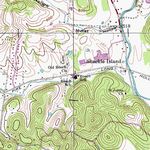 Topographic Map of Beech Elementary School, TN