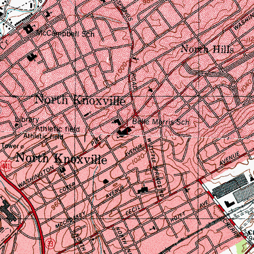 Topographic Map of Belle Morris Elementary School, TN