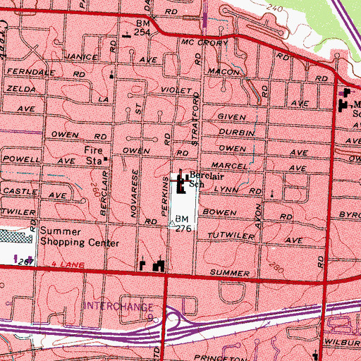 Topographic Map of Berclair Elementary School, TN